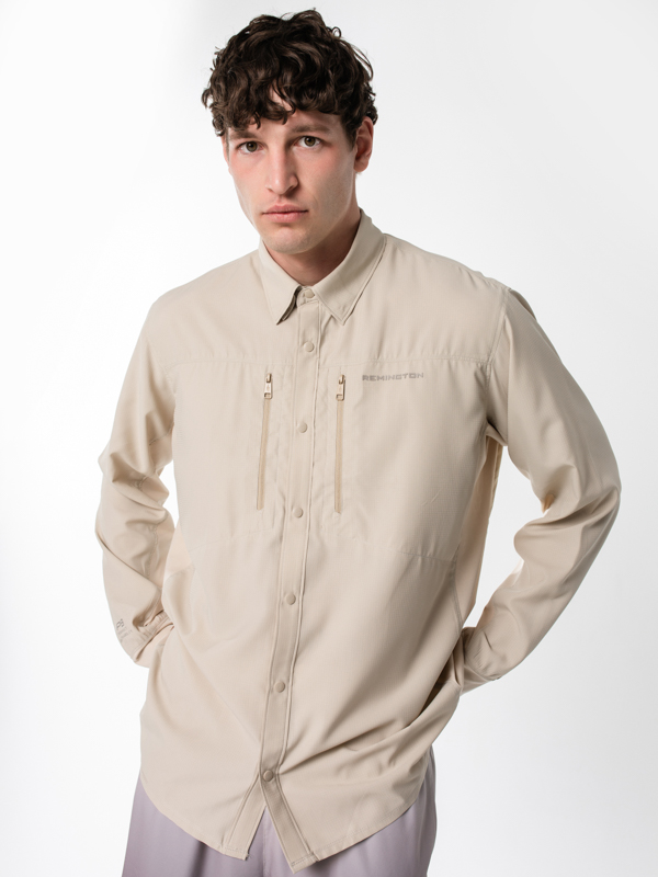 Мужская рубашка Remington Advanced Sky Beige — технологичный комфорт и защита от насекомых для активной жизни